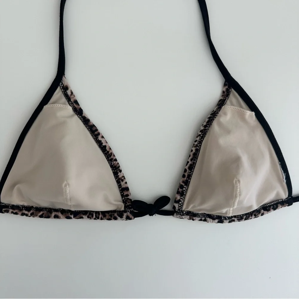 Women’s Leopard Print Black/Beige/Cream Bikini XS very good condition